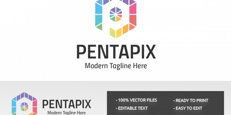 Letter P Pentapix Logo