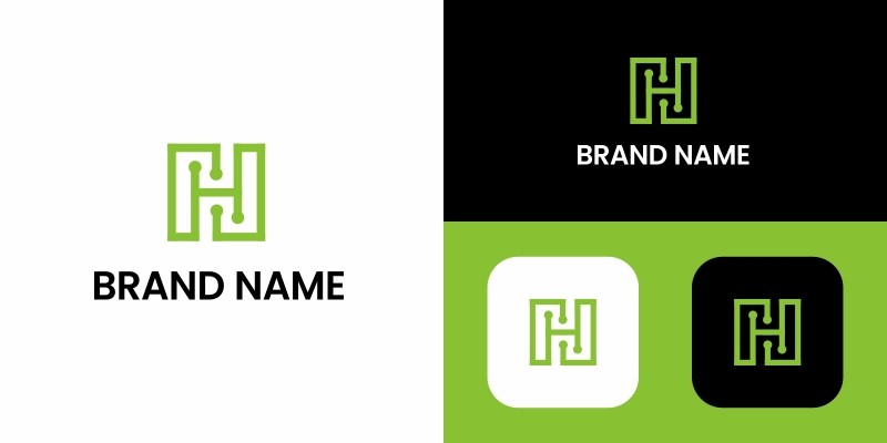 Letter H Tech Logo Template