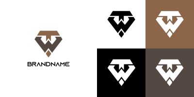 Letter WT or TW Shield Logo