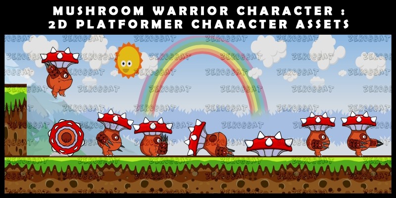 Mushroom Warrior Character - 2D Assets