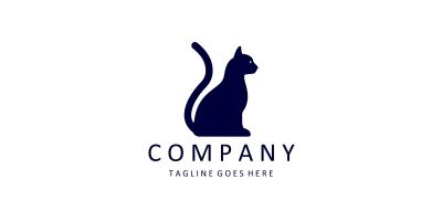 Cat vector logo design template