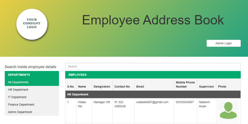 Employee Address Book PHP Script