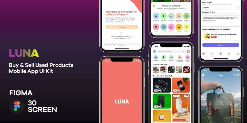 Luna - Buy And Sell Used Products Mobile App UI Ki