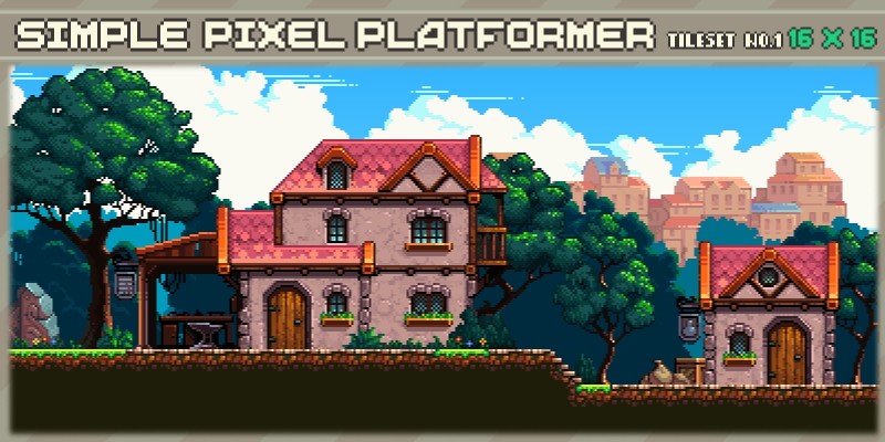 Simple Pixel Platformer Tileset 1
