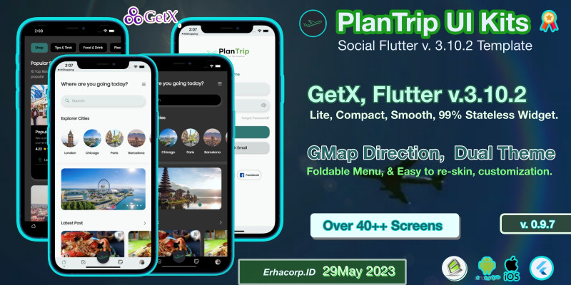 PlanTrip - Social Flutter 2 Template UI with GetX