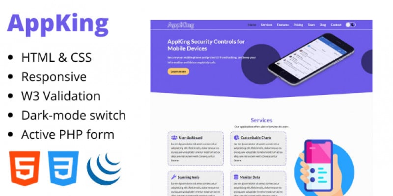 AppKing - Mobile Application Landing Page Template