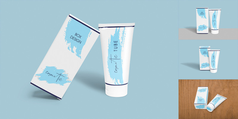 Cosmetic Tube with Box Mockup