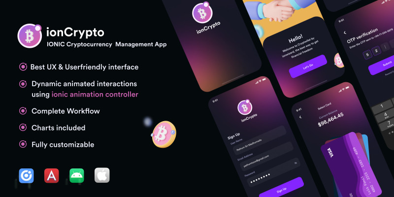 IonCrypto Ionic Cryptocurrency Wallet UI Theme