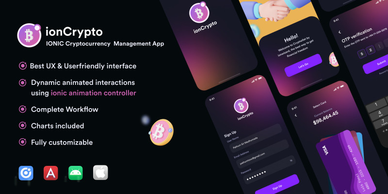IonCrypto  Ionic Cryptocurrency Wallet UI Theme