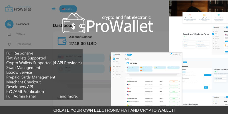 ProWallet vPro - Fiat and Crypto eWallet