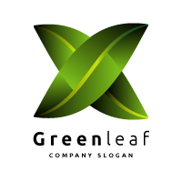 Green Leaf with X Letter Logo