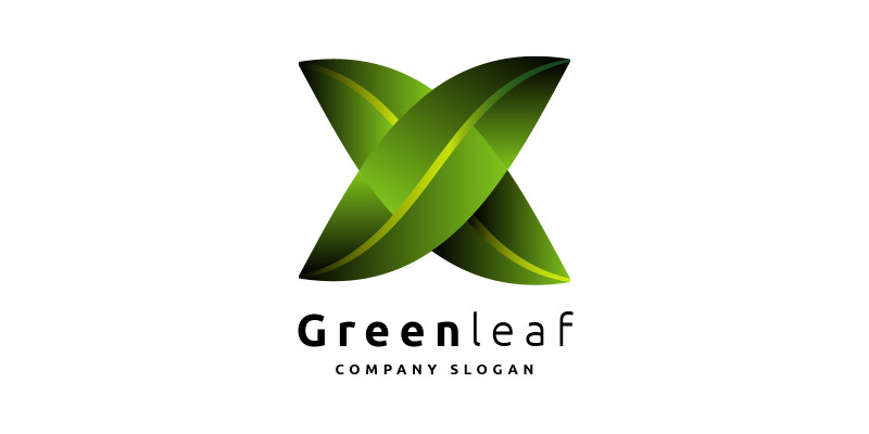 Green Leaf with X Letter Logo