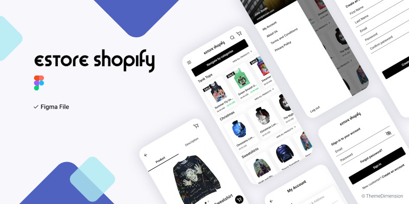 eStore Shopify - Figma Mobile Application UI Kit