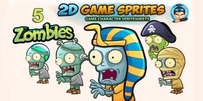 5 Zombies Game Sprites