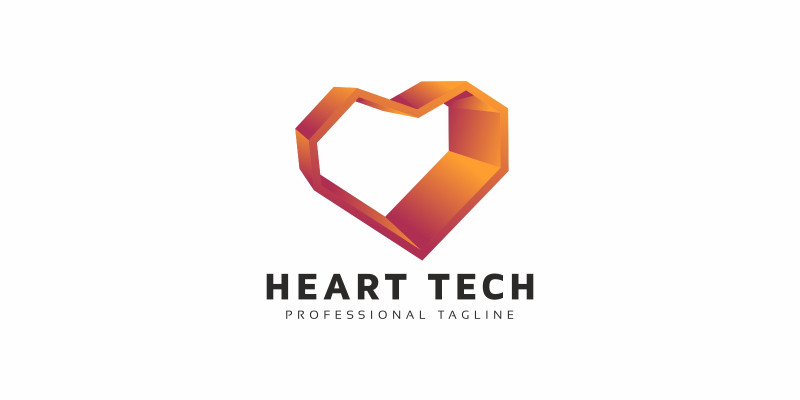 Heart Tech 3D Logo