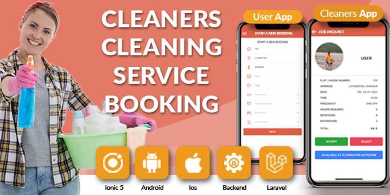 Cleaning Services Booking App - Ionic With Backend