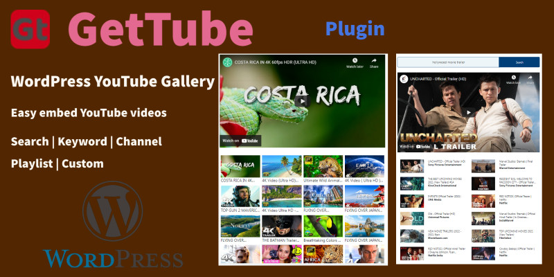 GetTube - WordPress YouTube Gallery Plugin