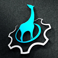 Giraffe With Gear - Animal Technology Logo Design