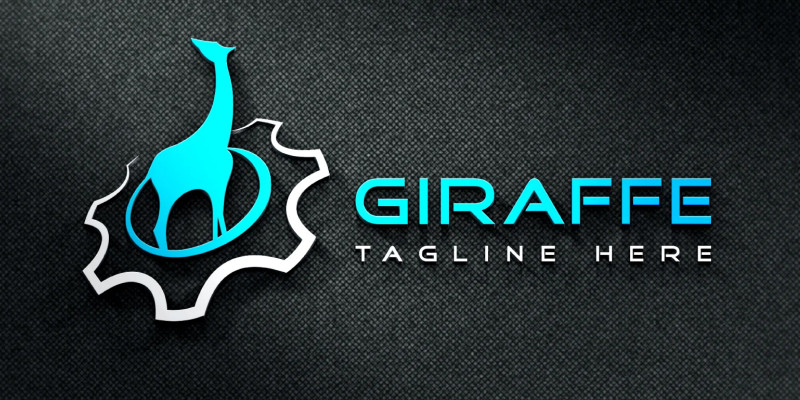 Giraffe With Gear - Animal Technology Logo Design