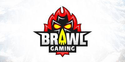 Crazy Brawl Skull Gaming Logo Design