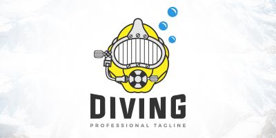 Underwater Diving Helmet Logo Design