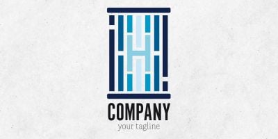 Blue Logo Template with H Letter