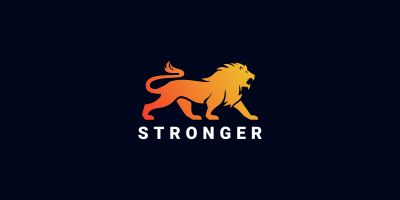 Lion Stronger Vector Logo Design