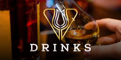 Juice Bar Whiskey Drinks Glass Logo Design