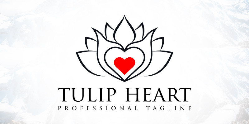 Floral Tulip Red Heart Fashion Beauty Spa Logo