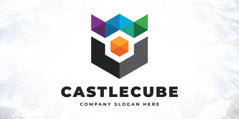 Creative Hexagonal Castle Cube Logo Design