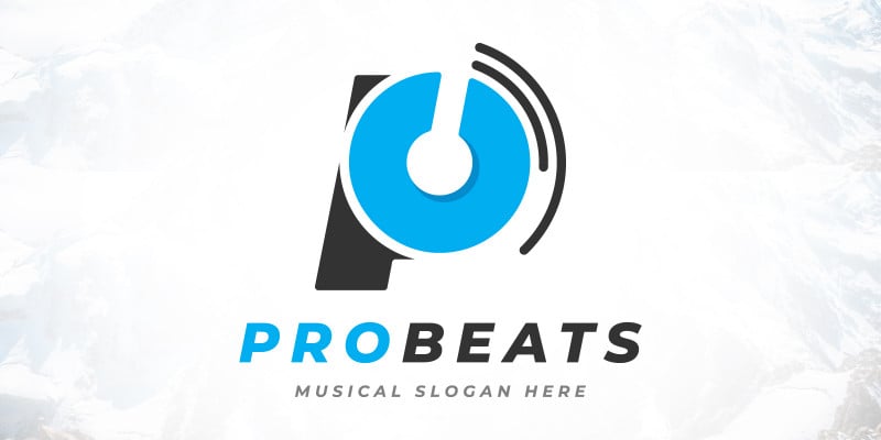 Letter P Pro Beats - Headphones Music Logo Design