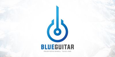 Blue Guitar Song - Musical Logo Design