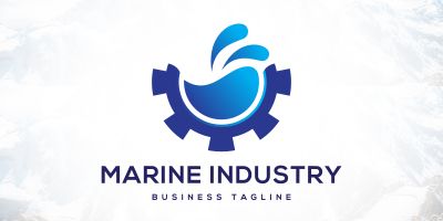 Marine Industry Gear Water Technology Logo Design