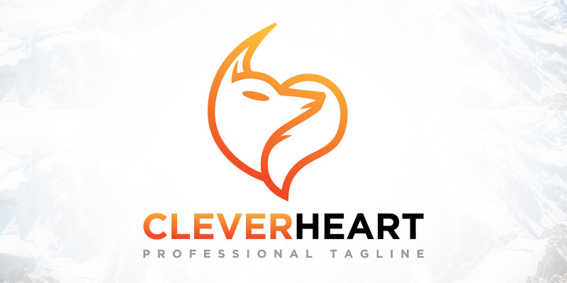 Clever Heart Minimalist Fox Love Logo Design