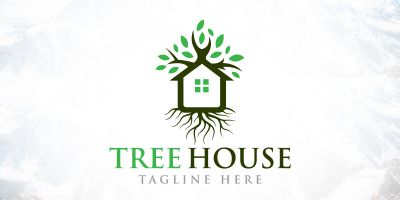 Tree House Eco Home Real Estate Logo Design