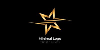 Gold Star Minimal Logo Template