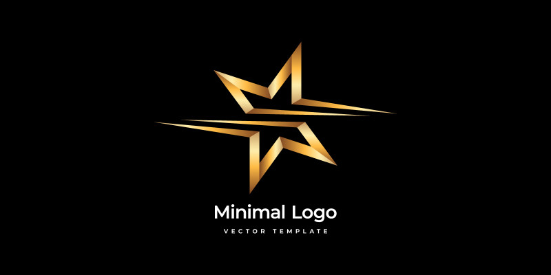 Gold Star Minimal Logo Template