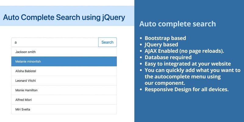 Auto Complete Search using jQuery