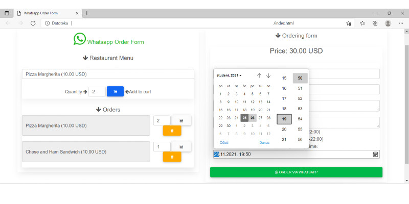 WhatsApp Order Form