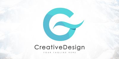Creative G Letter Blue Wave Logo Design