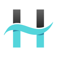 Creative H Letter Blue Wave Logo Design