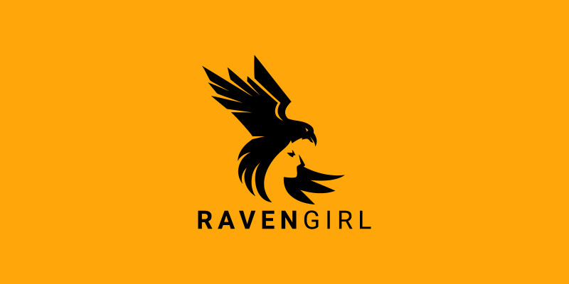 Raven Girl Vector Logo