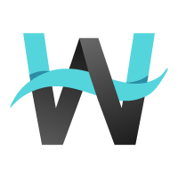 Creative W Letter Blue Wave Logo Design