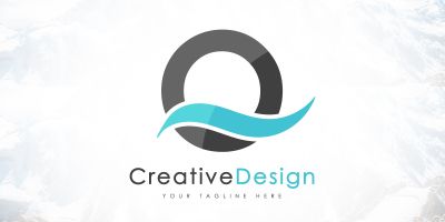 Creative Q Letter Blue Wave Logo Design