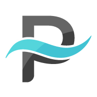 Creative P Letter Blue Wave Logo Design