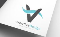 Creative V Letter Blue Wave Logo Design Screenshot 3