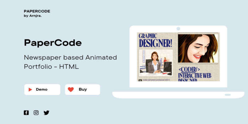 Paper Code - Newspaper Based  Animated Portfolio