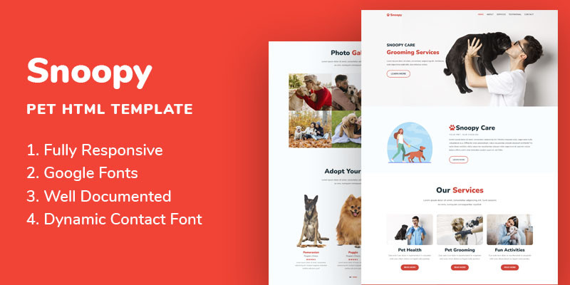 Snoopy - Pet One Page HTML Template