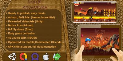 Volca 2D Adventures - Complete Game Template Unity