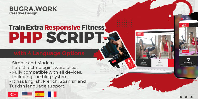 Train Extra Fitness PHP Script 4 Languages